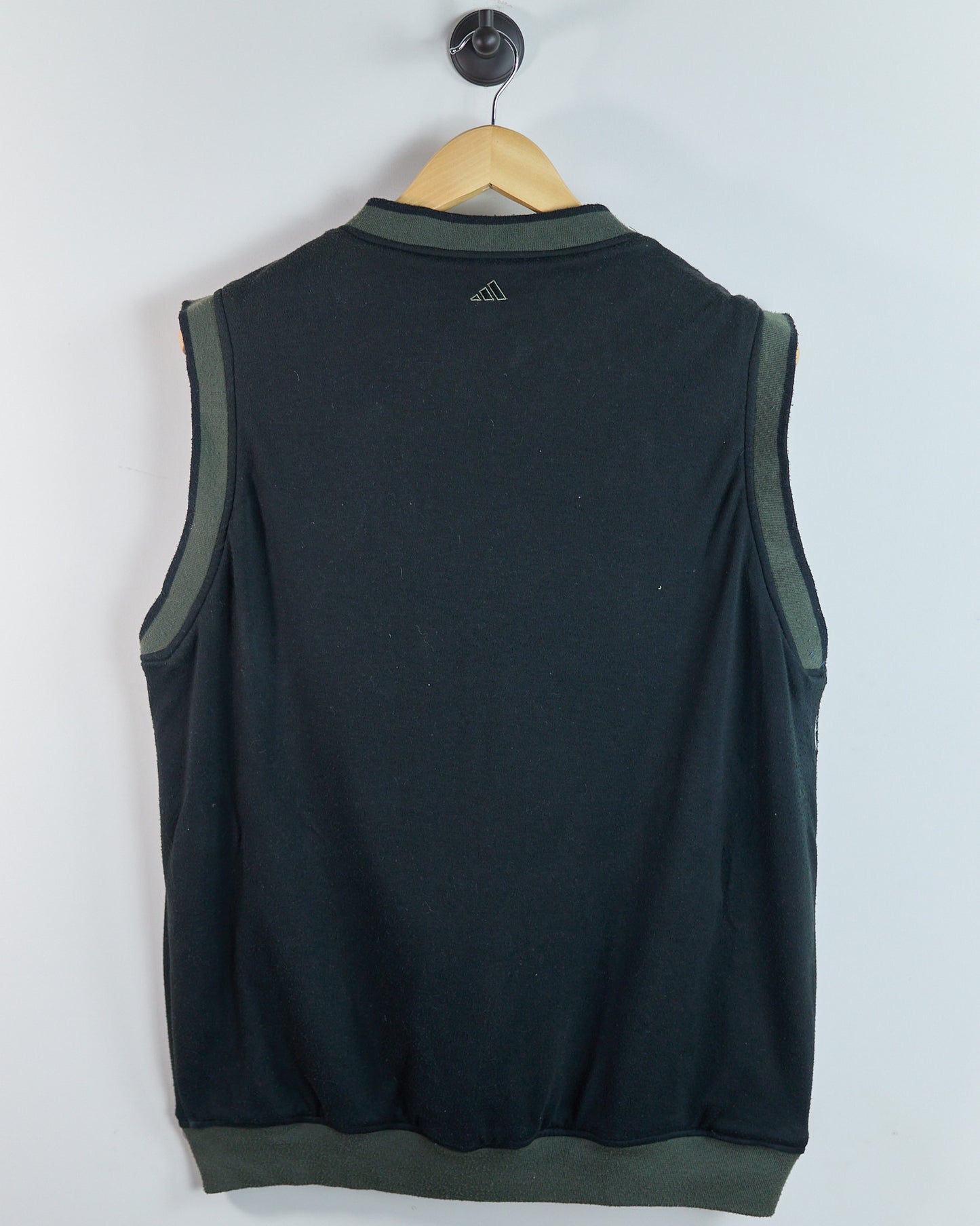 90s Adidas Golf Black/Green Reversible V Neck Windbreaker (M)