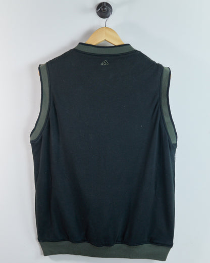 90s Adidas Golf Black/Green Reversible V Neck Windbreaker (M)