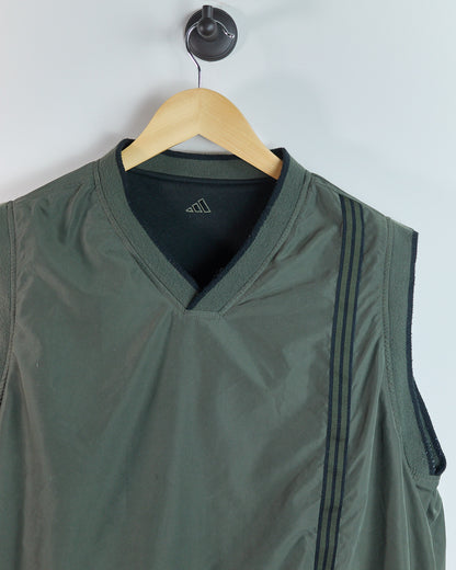 90s Adidas Golf Black/Green Reversible V Neck Windbreaker (M)