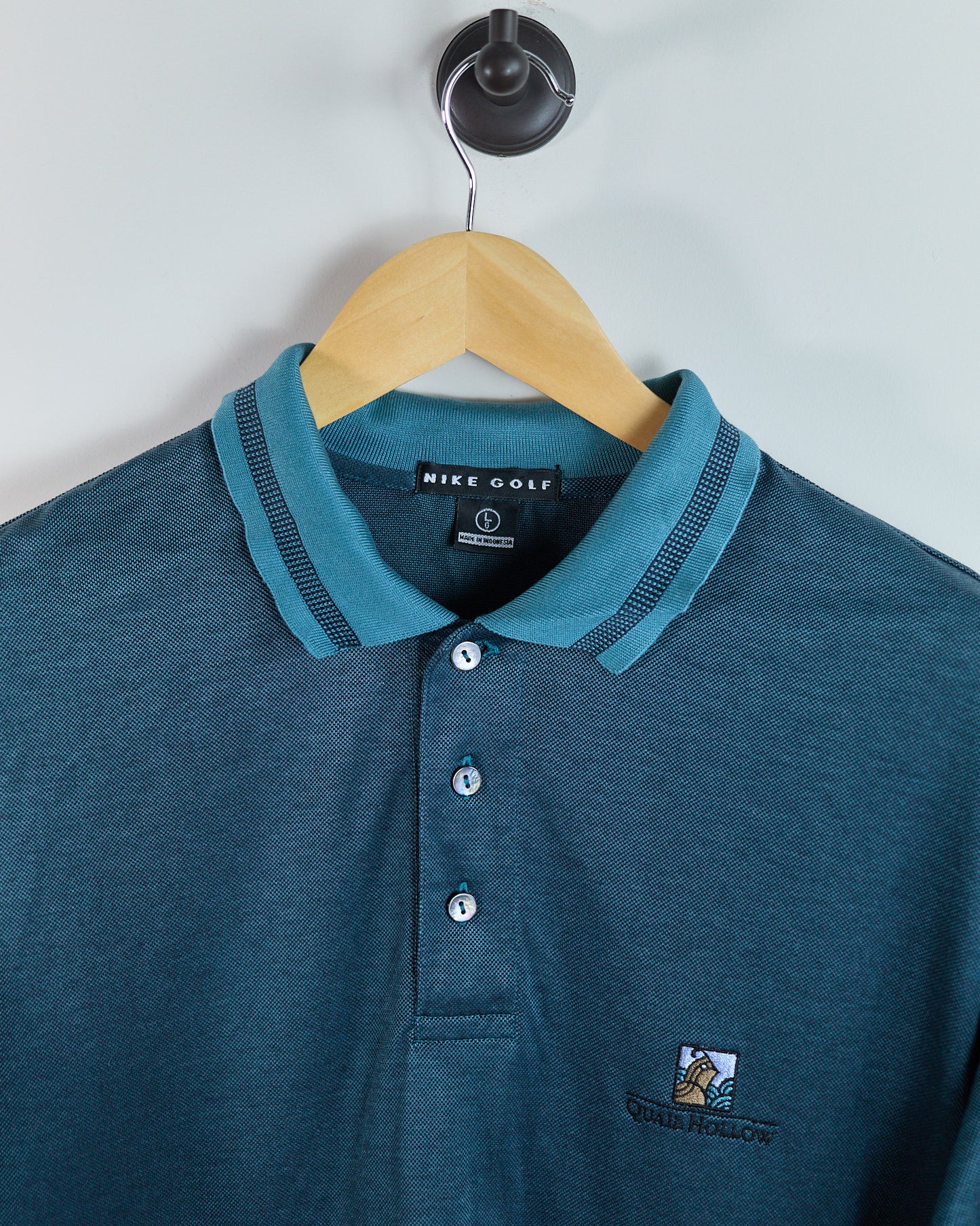 90s Nike Golf Turquoise Polo, Quail Hollow Logo Polo (L)