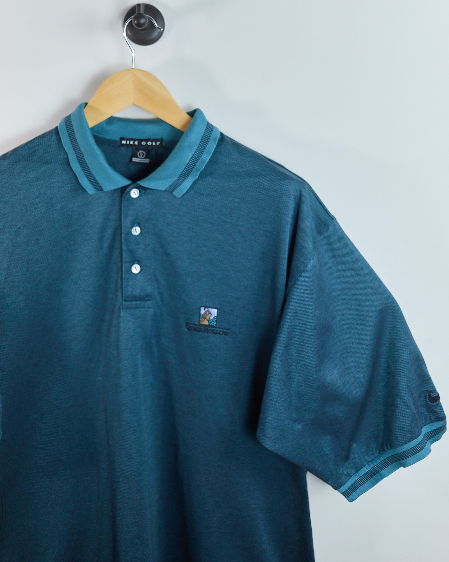90s Nike Golf Turquoise Polo, Quail Hollow Logo Polo (L)