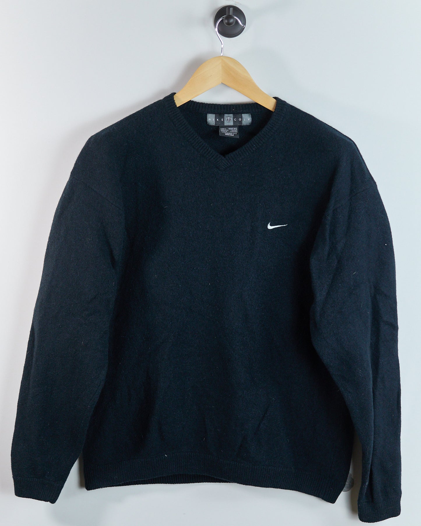 90s Nike Golf Black V Neck Jumper (L)