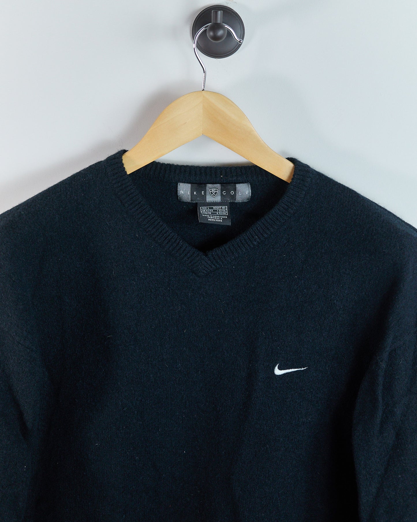 90s Nike Golf Black V Neck Jumper (L)