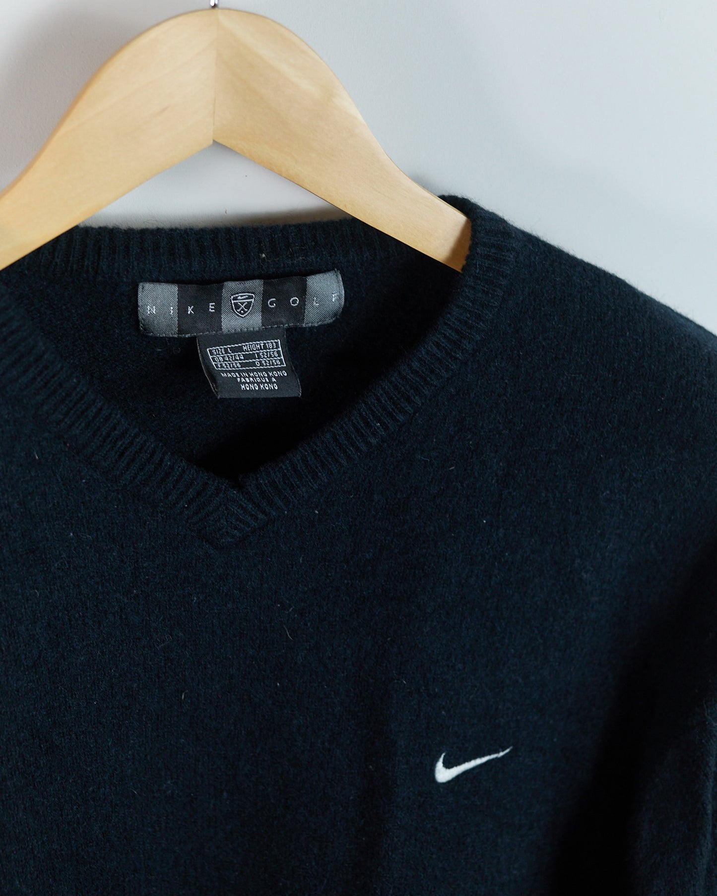 90s Nike Golf Black V Neck Jumper (L)