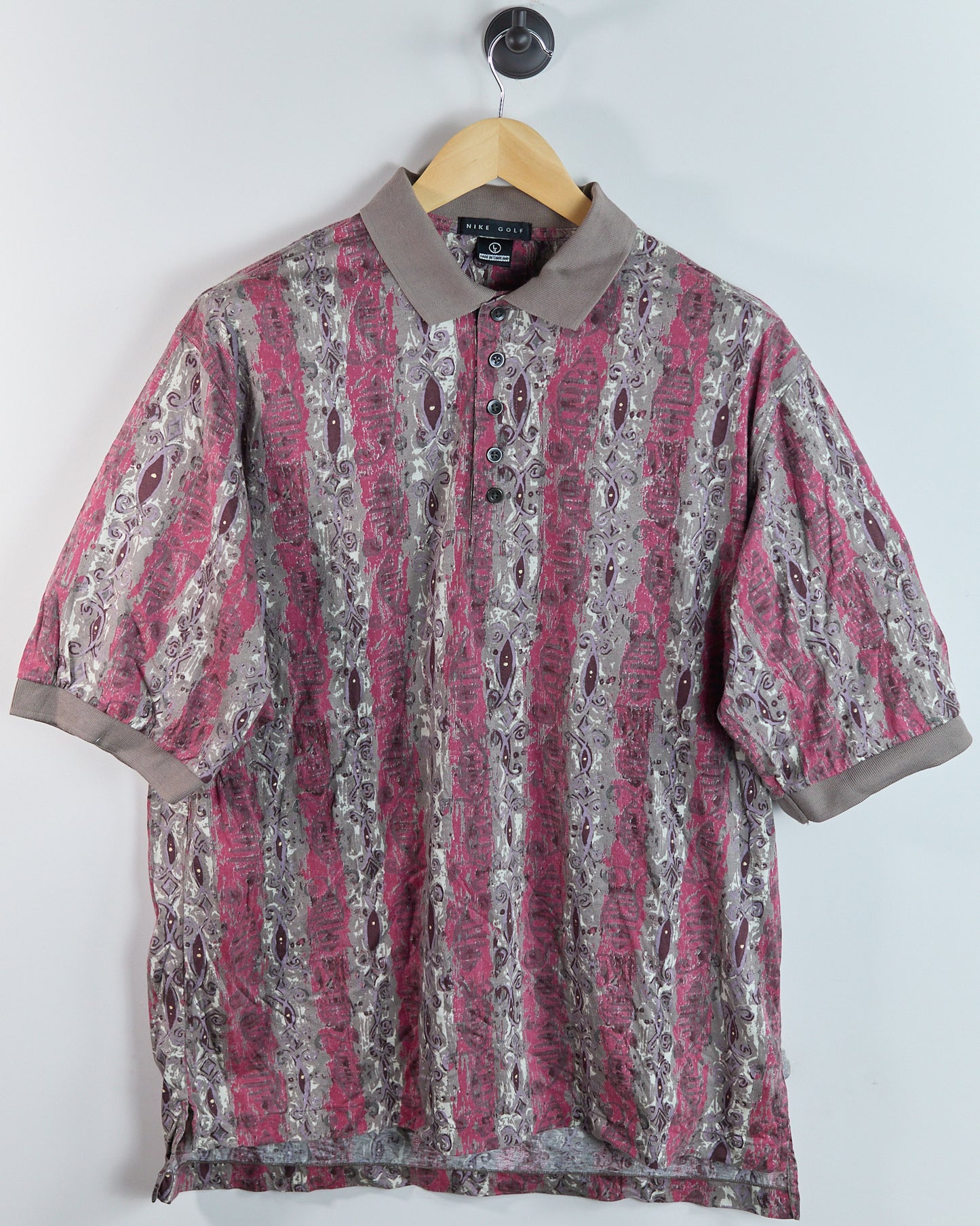 80s to early 90s Nike Golf Red and brown Pattern Polo (L)