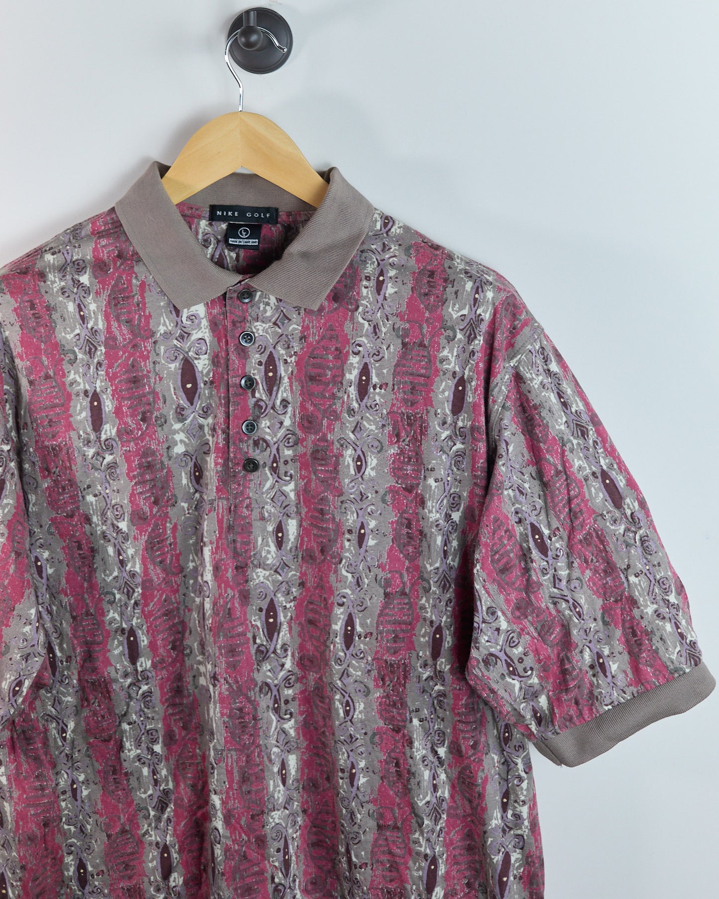 80s to early 90s Nike Golf Red and brown Pattern Polo (L)