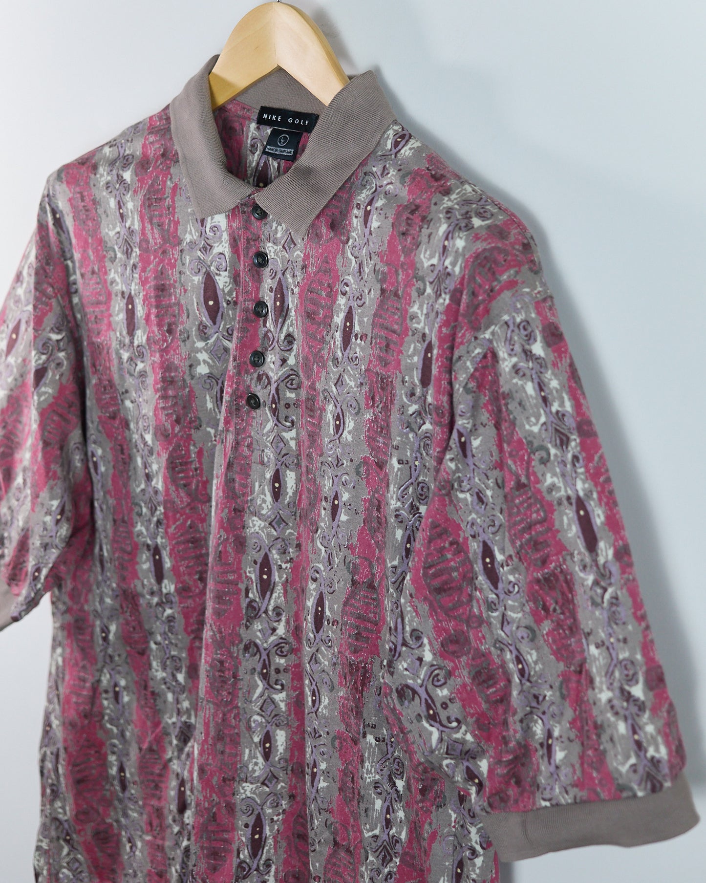 80s to early 90s Nike Golf Red and brown Pattern Polo (L)