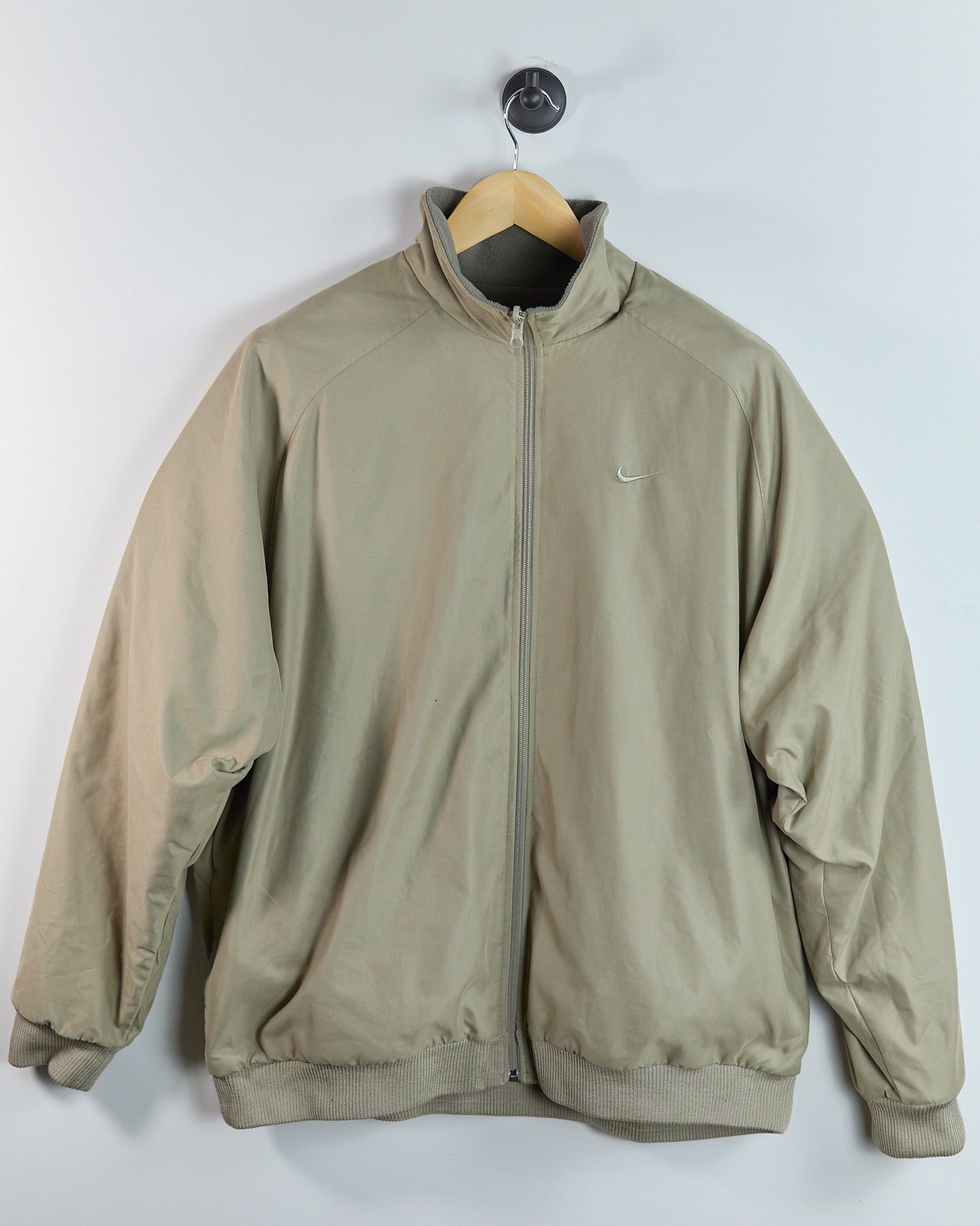 90s Nike Golf Beige and Green Zip Up Fleece (XL)