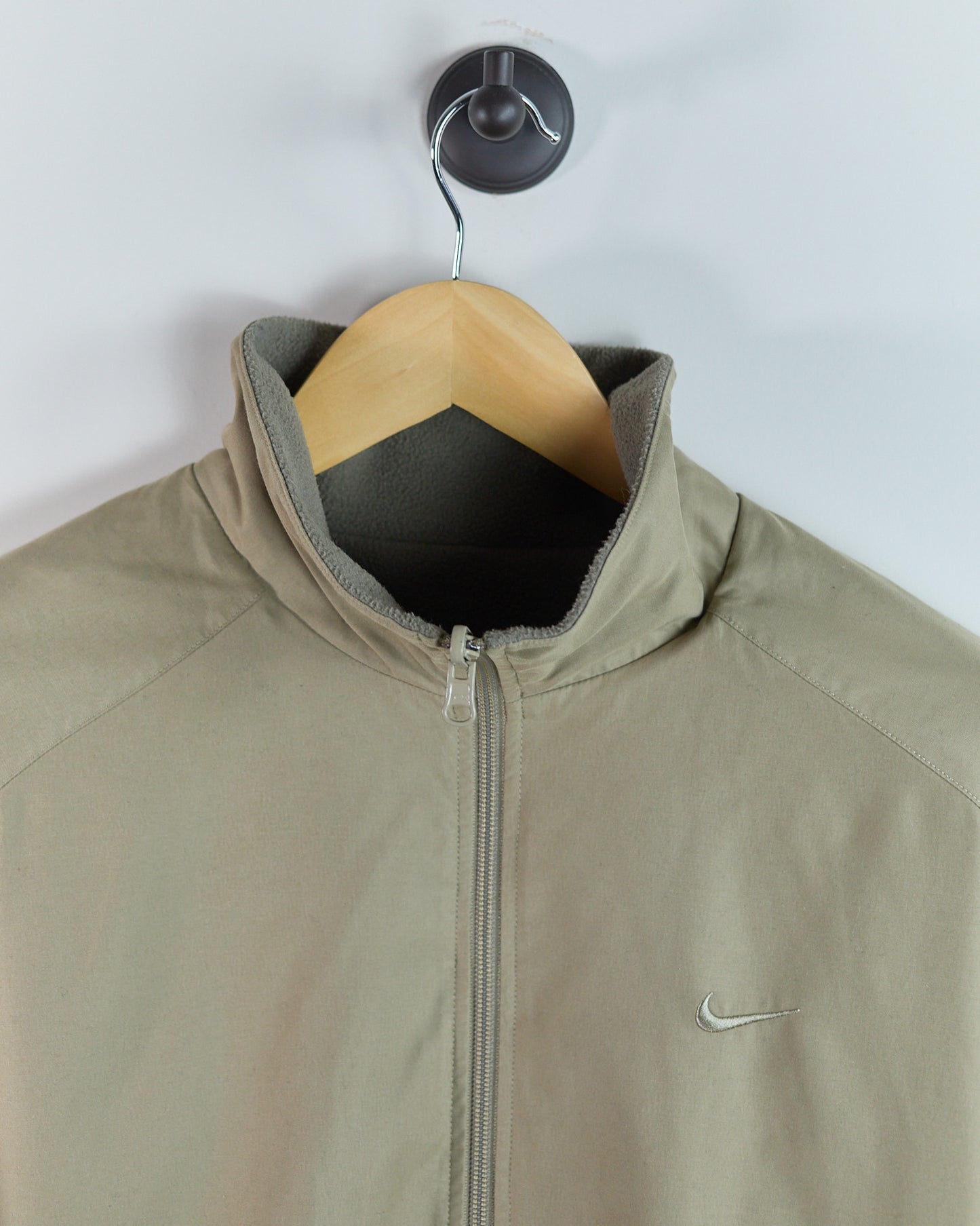 90s Nike Golf Beige and Green Zip Up Fleece (XL)
