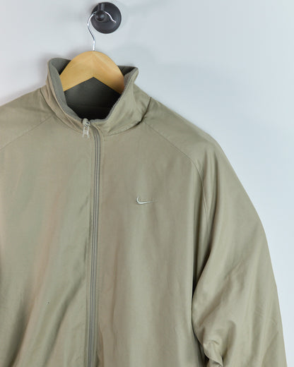 90s Nike Golf Beige and Green Zip Up Fleece (XL)
