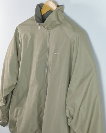 90s Nike Golf Beige and Green Zip Up Fleece (XL)