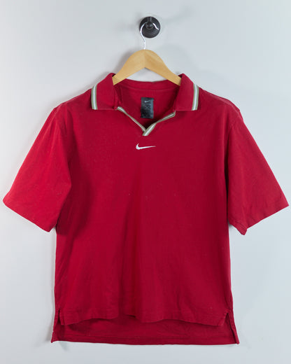Early 00s Nike Golf Red Polo, Yin Yang logo (M)