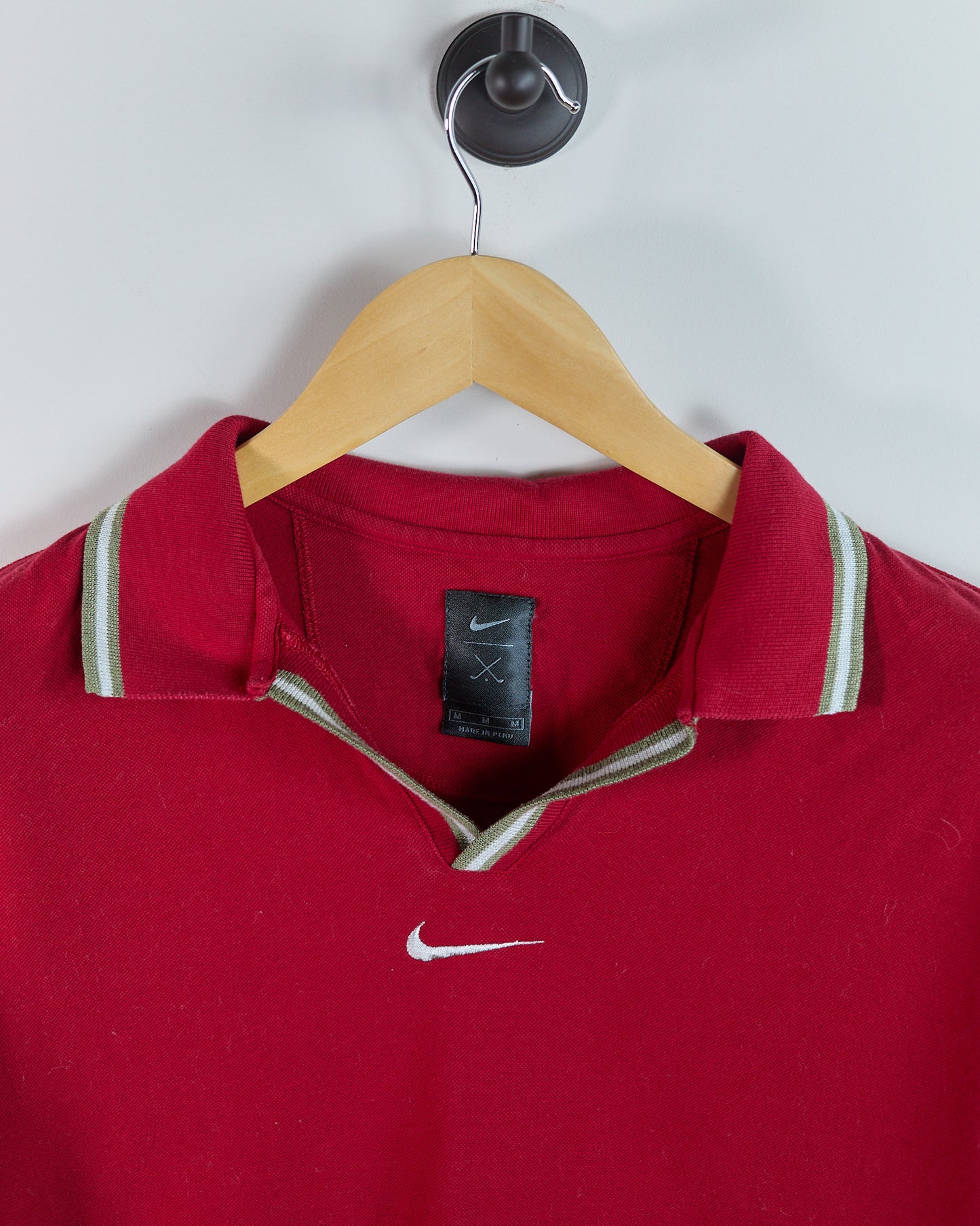 Early 00s Nike Golf Red Polo, Yin Yang logo (M)
