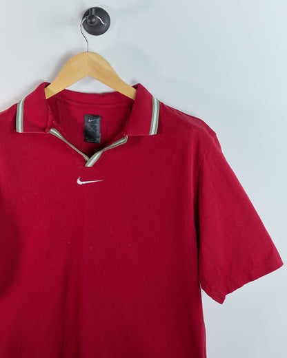 Early 00s Nike Golf Red Polo, Yin Yang logo (M)