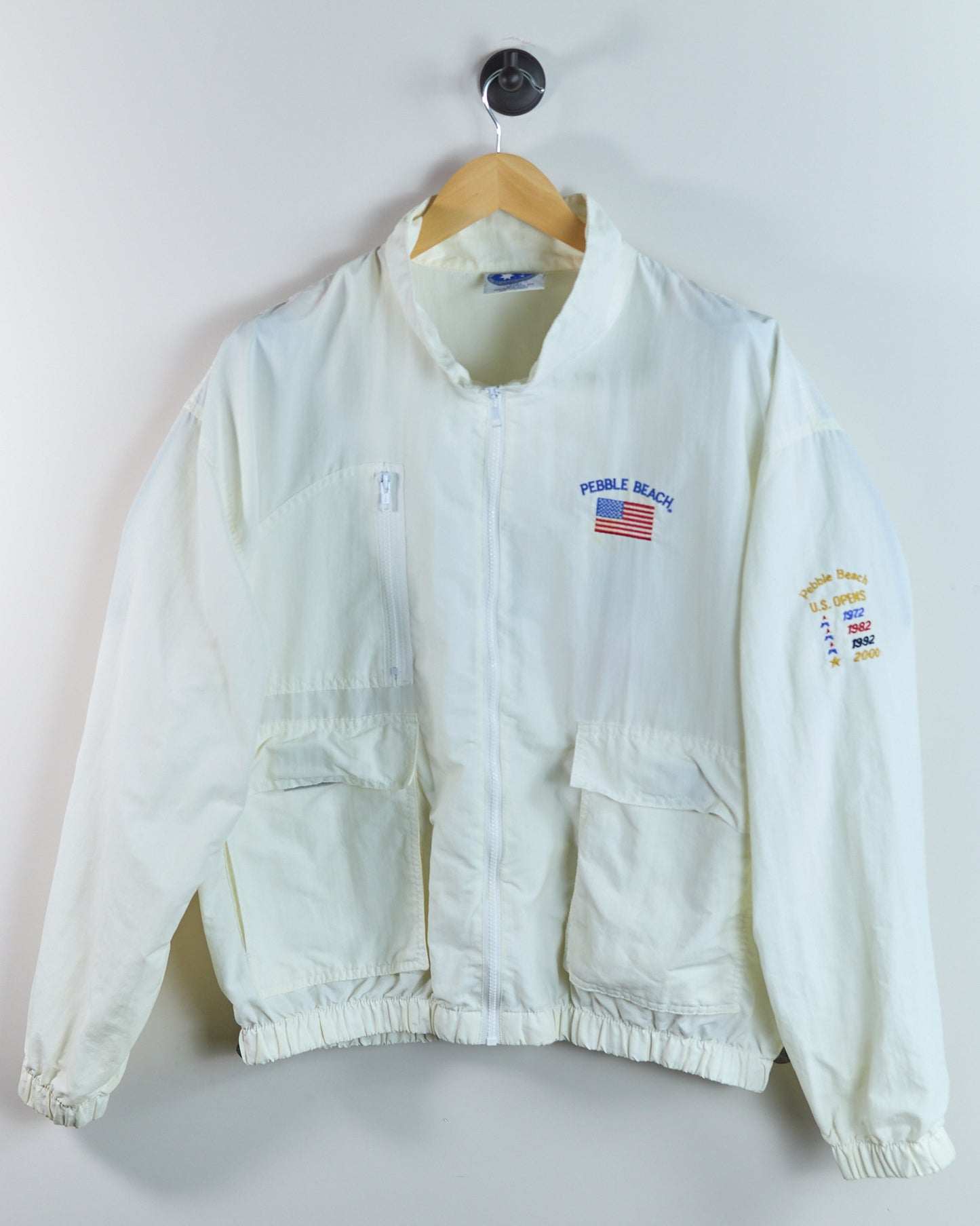 90s Starbus Windbreaker Jacket White Pebble Beach, 1992 Full Zip Jacket (XL)