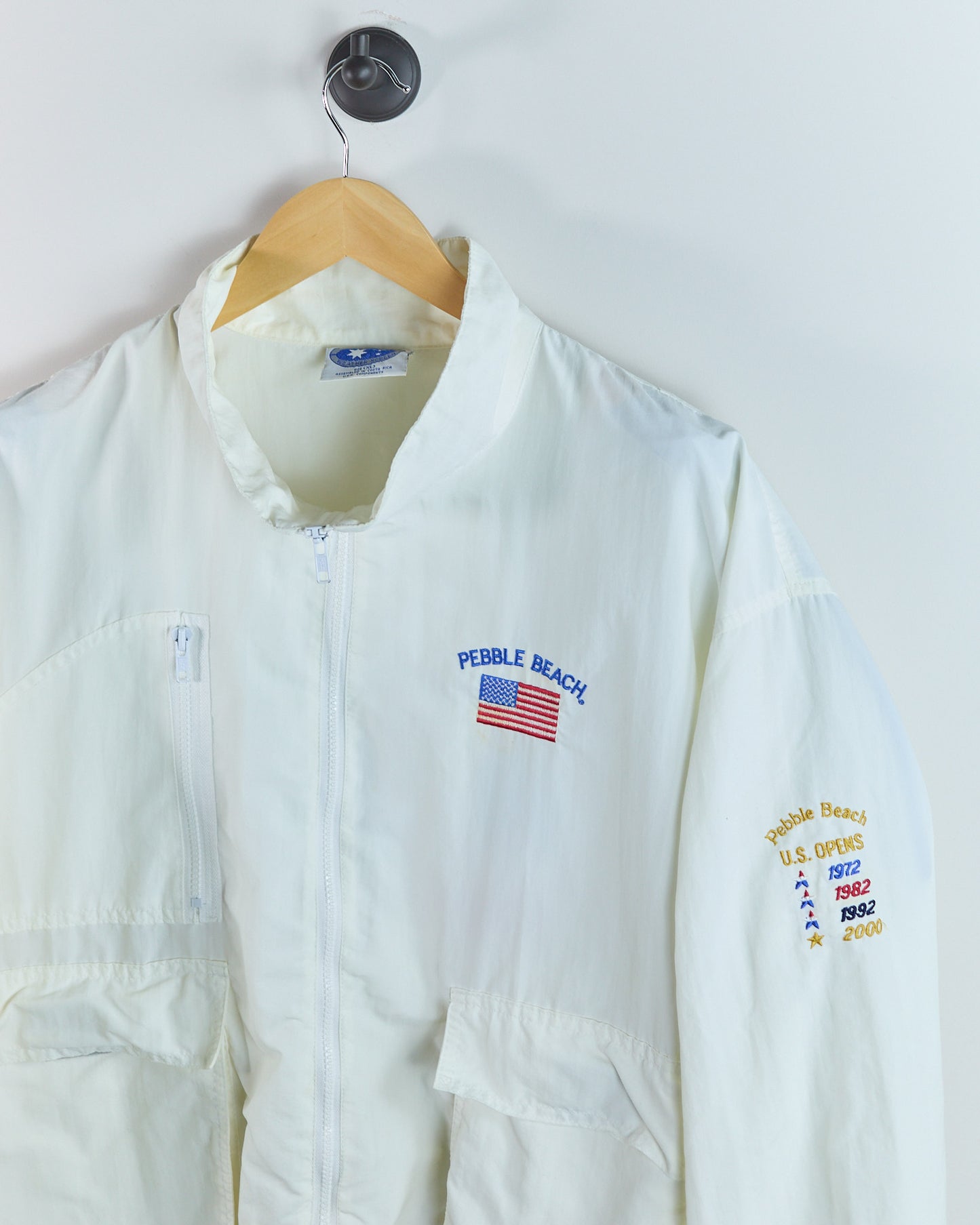 90s Starbus Windbreaker Jacket White Pebble Beach, 1992 Full Zip Jacket (XL)