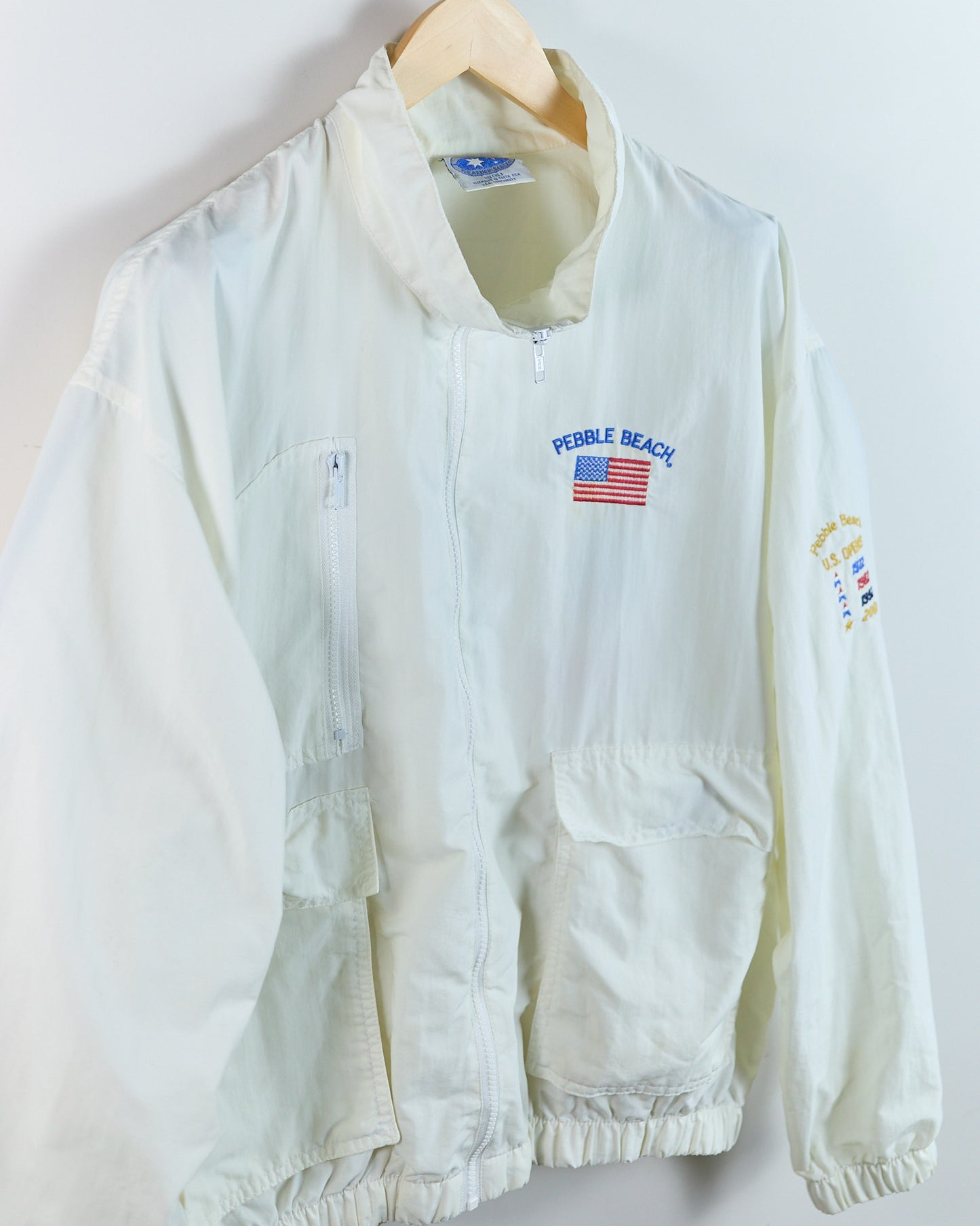 90s Starbus Windbreaker Jacket White Pebble Beach, 1992 Full Zip Jacket (XL)
