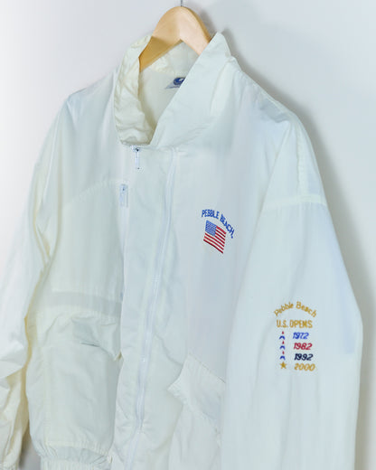 90s Starbus Windbreaker Jacket White Pebble Beach, 1992 Full Zip Jacket (XL)