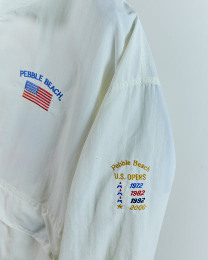 90s Starbus Windbreaker Jacket White Pebble Beach, 1992 Full Zip Jacket (XL)