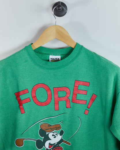 80s to 90s Tultex Green/Red Crew Neck Jumper (L)