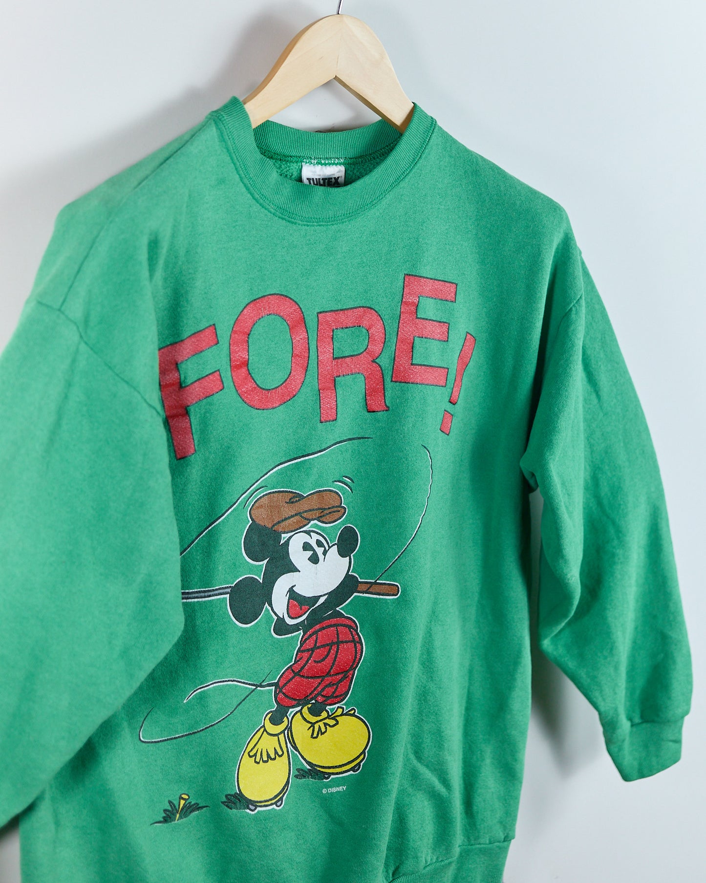 80s to 90s Tultex Green/Red Crew Neck Jumper (L)