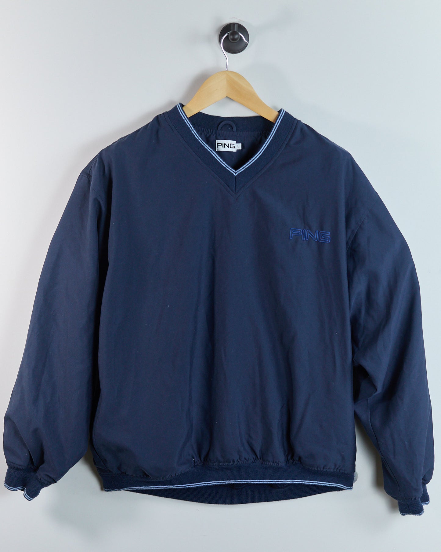 90s Ping Dark Blue Crew Neck Windbreaker (L)