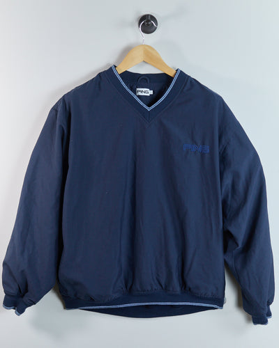 90s Ping Dark Blue Crew Neck Windbreaker (L)