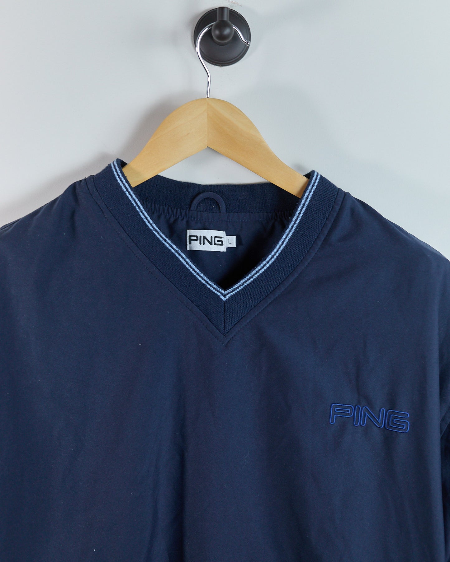 90s Ping Dark Blue Crew Neck Windbreaker (L)