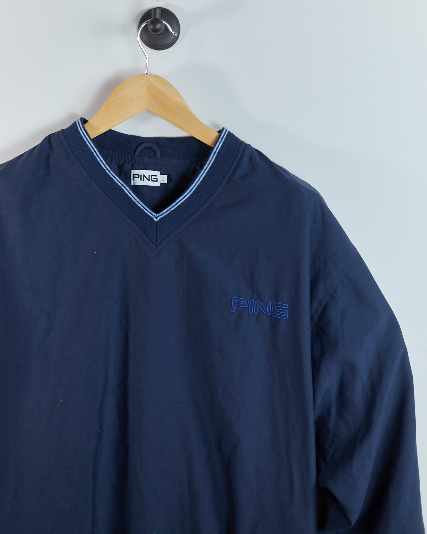 90s Ping Dark Blue Crew Neck Windbreaker (L)