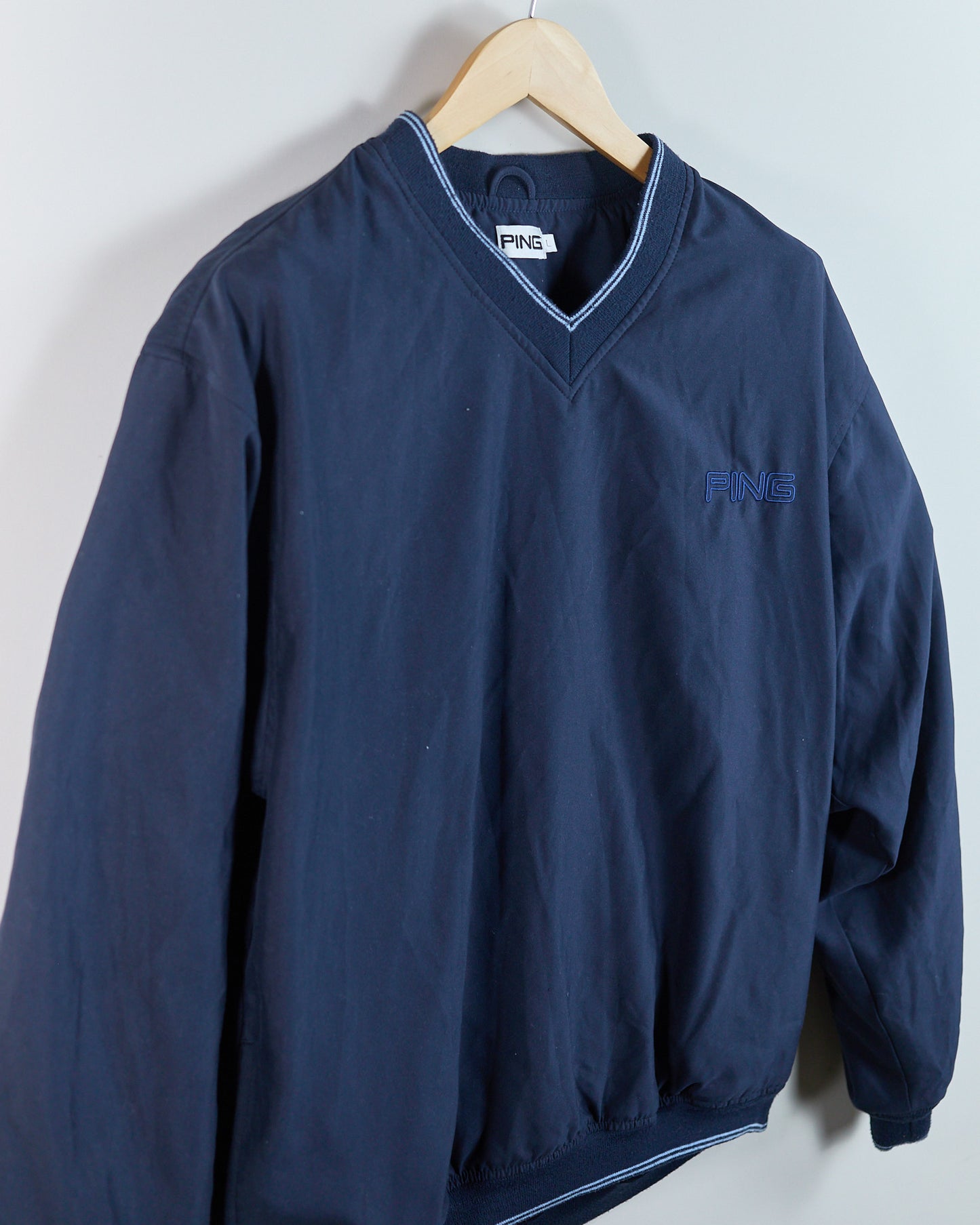 90s Ping Dark Blue Crew Neck Windbreaker (L)