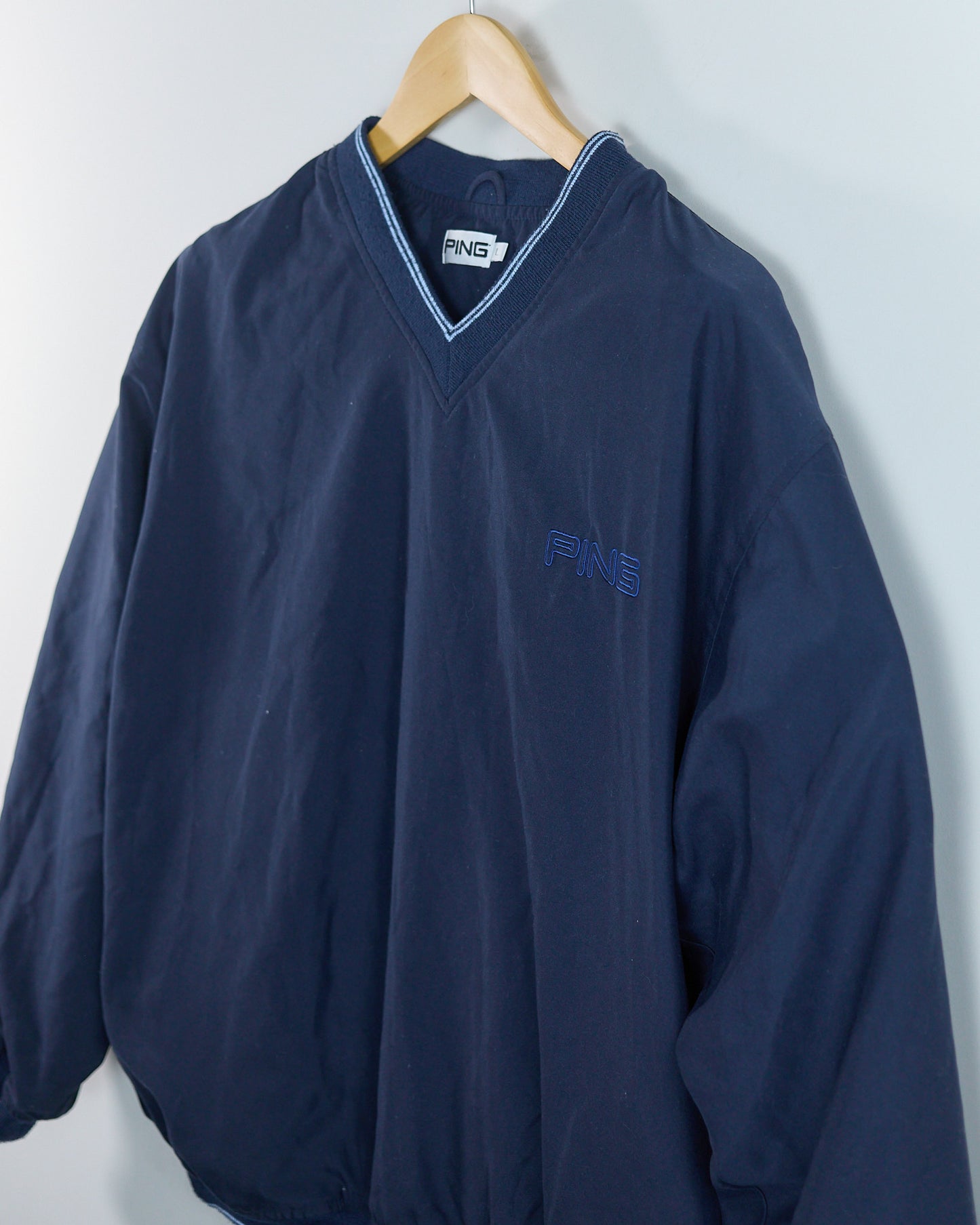 90s Ping Dark Blue Crew Neck Windbreaker (L)