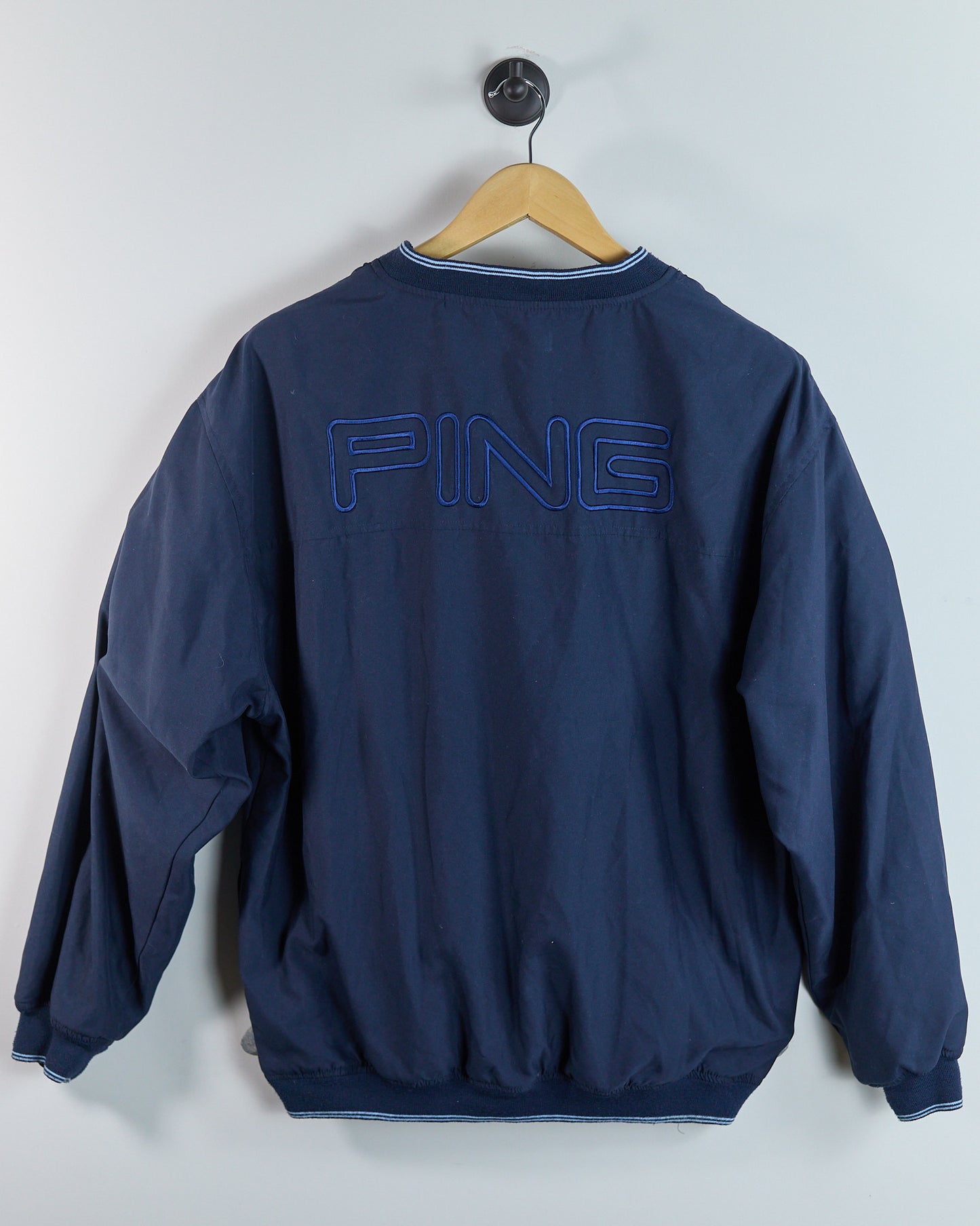 90s Ping Dark Blue Crew Neck Windbreaker (L)