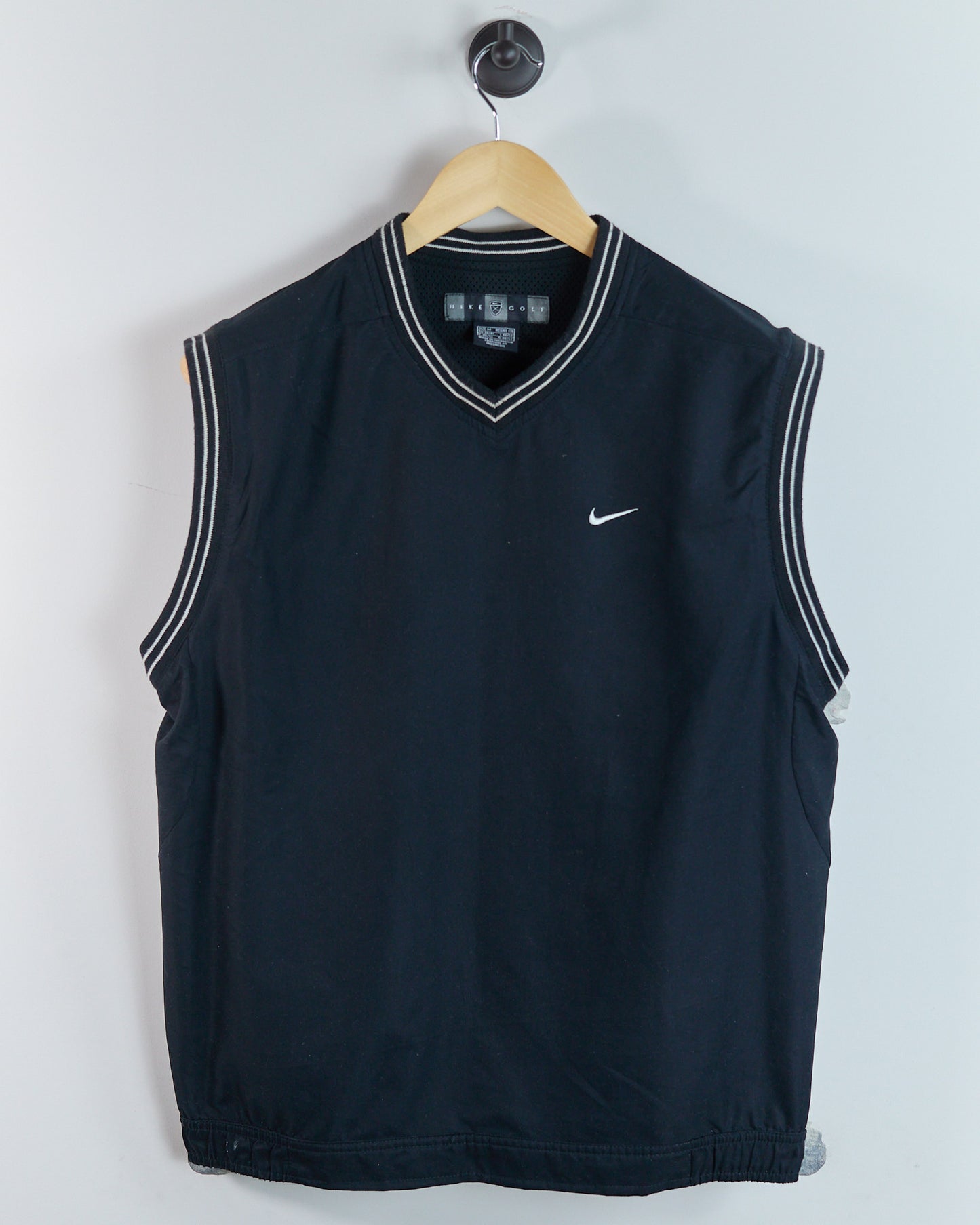 90s Nike Golf Black/White Crew Neck Windbreaker Vest (M)