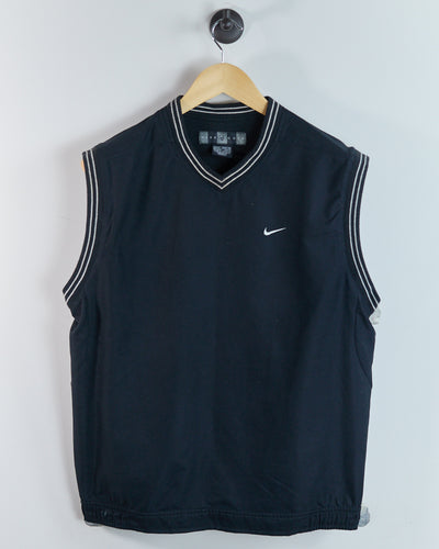 90s Nike Golf Black/White Crew Neck Windbreaker Vest (M)