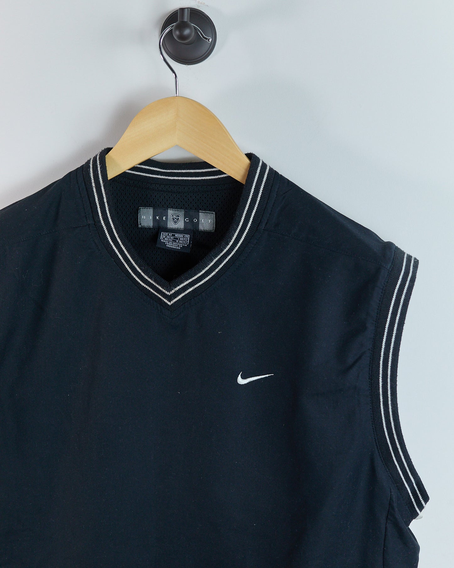 90s Nike Golf Black/White Crew Neck Windbreaker Vest (M)