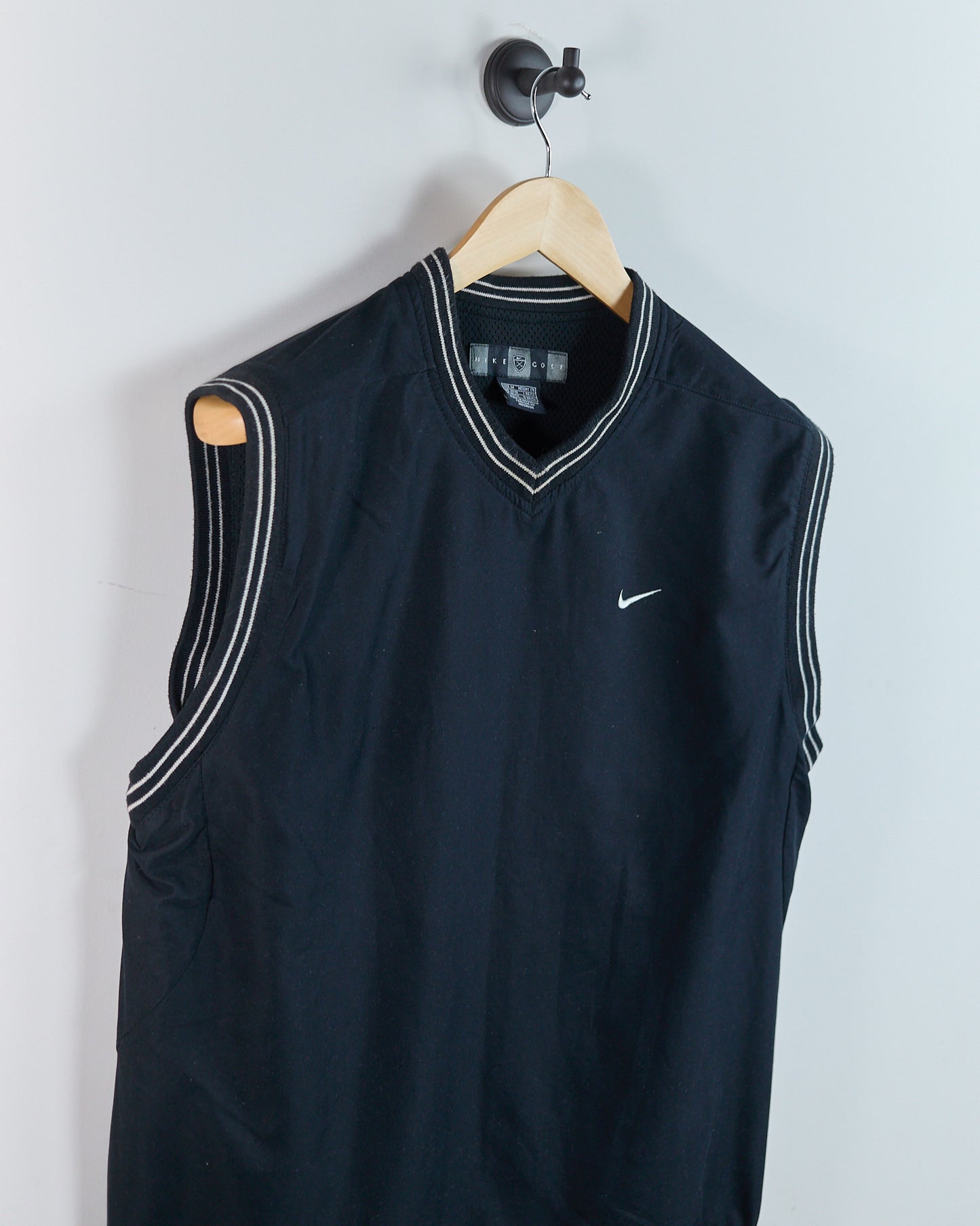 90s Nike Golf Black/White Crew Neck Windbreaker Vest (M)