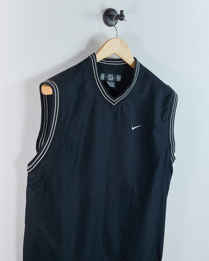 90s Nike Golf Black/White Crew Neck Windbreaker Vest (M)