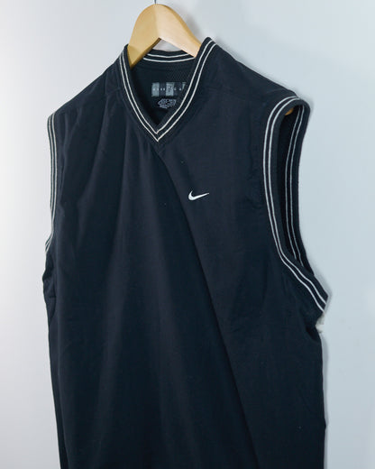 90s Nike Golf Black/White Crew Neck Windbreaker Vest (M)