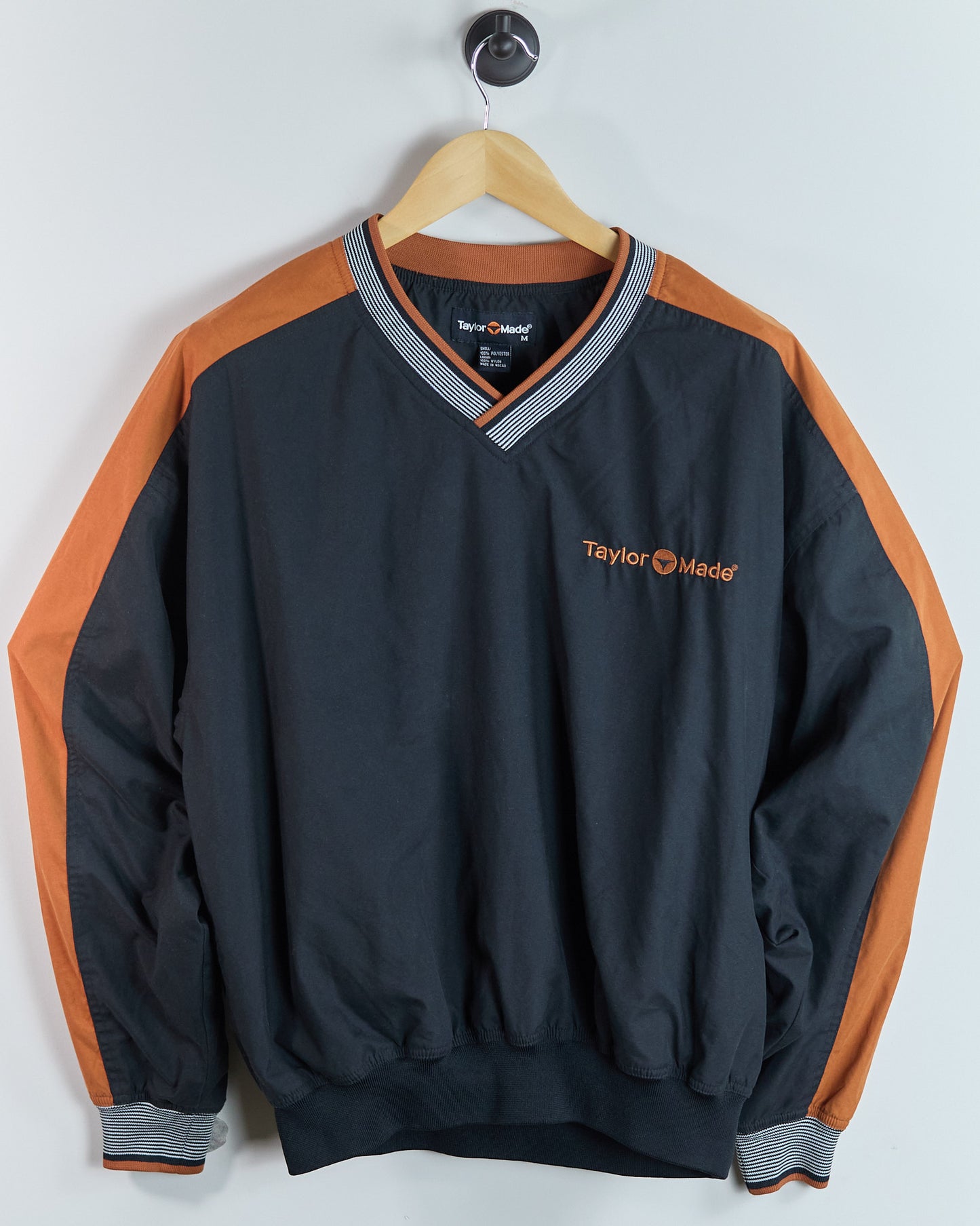 90s TaylorMade Black/Orange V Neck Windbreaker (M)