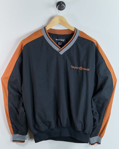 90s TaylorMade Black/Orange V Neck Windbreaker (M)