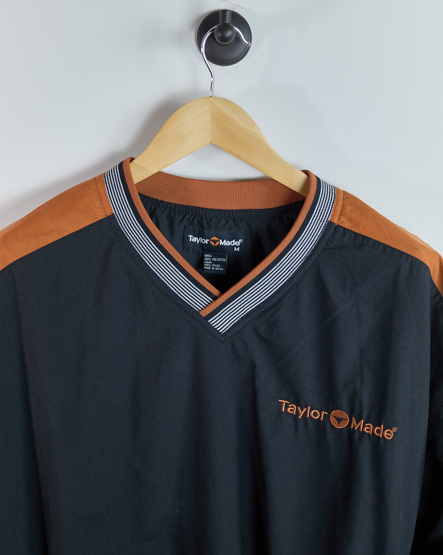 90s TaylorMade Black/Orange V Neck Windbreaker (M)