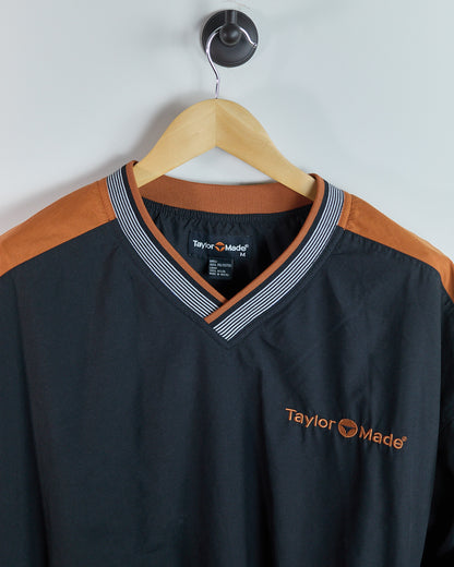 90s TaylorMade Black/Orange V Neck Windbreaker (M)