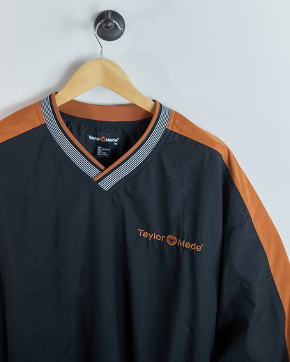 90s TaylorMade Black/Orange V Neck Windbreaker (M)