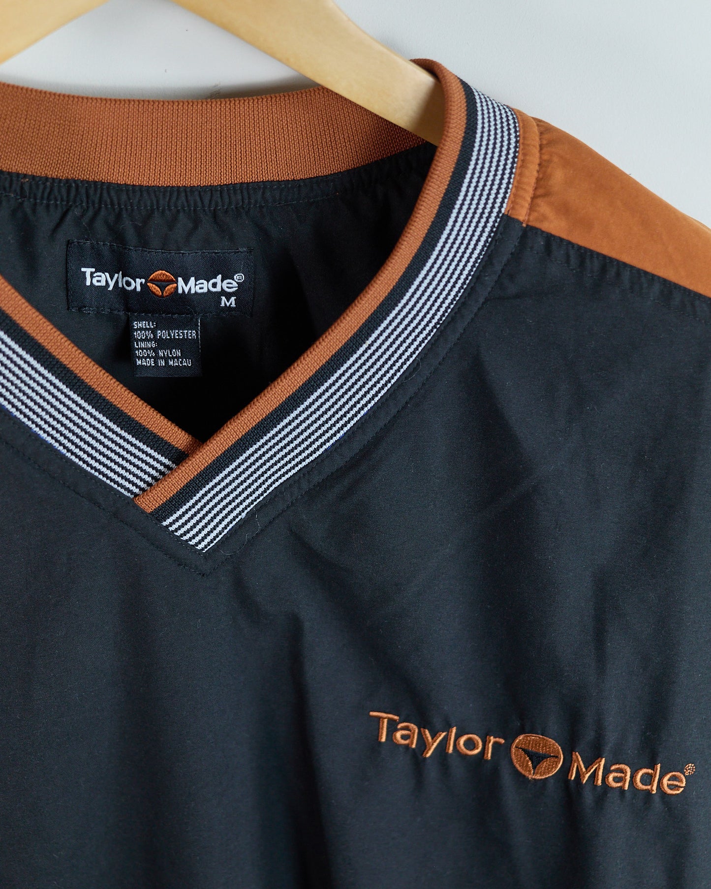 90s TaylorMade Black/Orange V Neck Windbreaker (M)