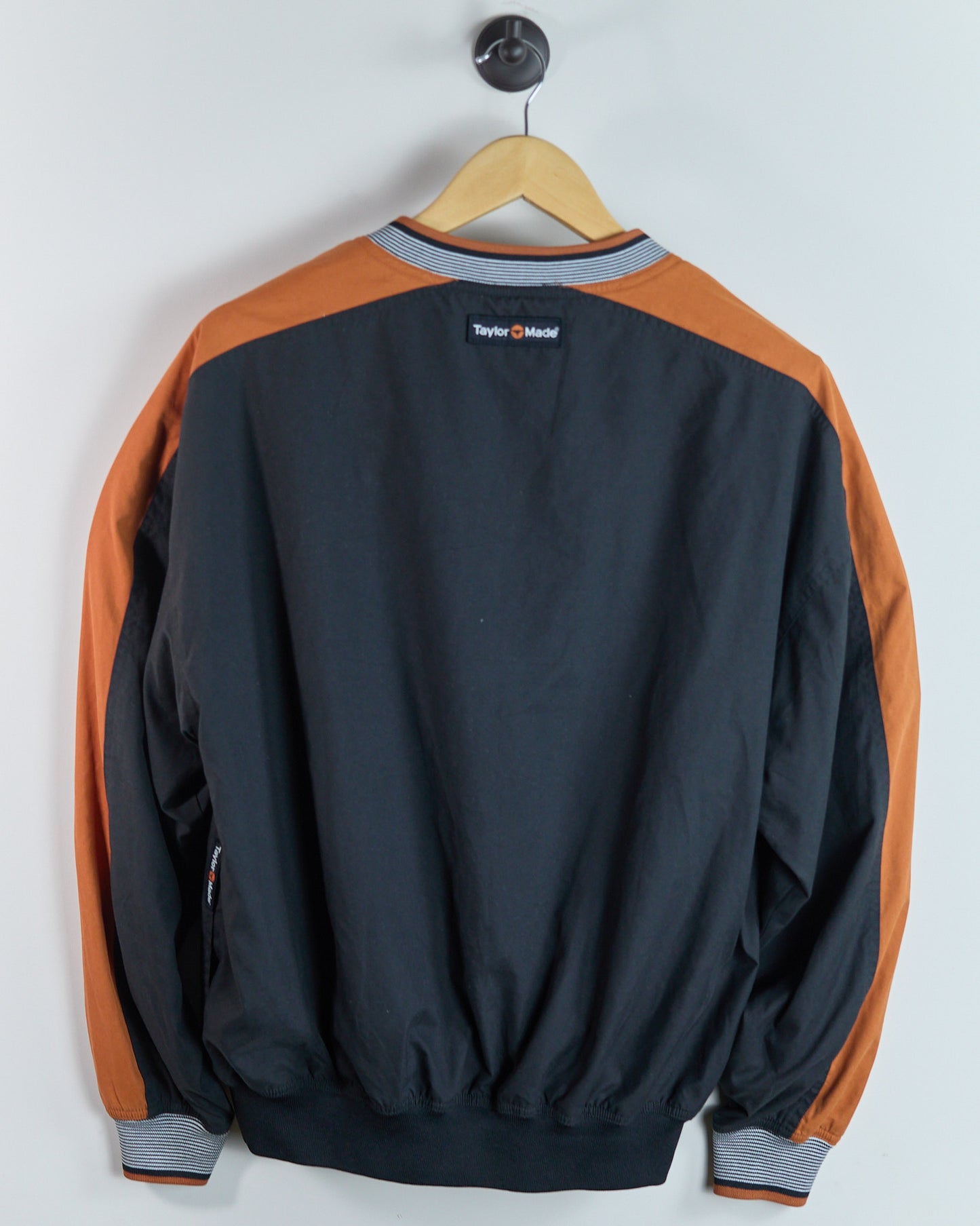 90s TaylorMade Black/Orange V Neck Windbreaker (M)