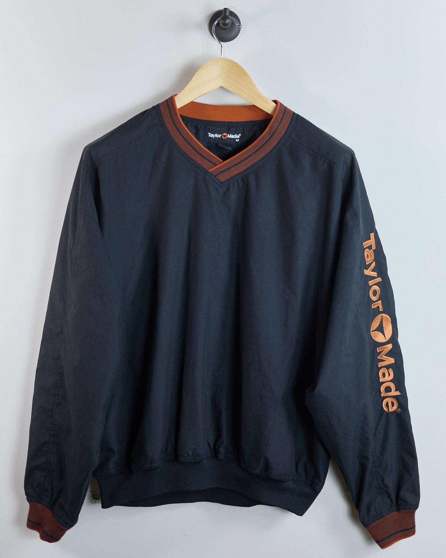 90s TaylorMade Black/Orange V Neck Windbreaker (M)