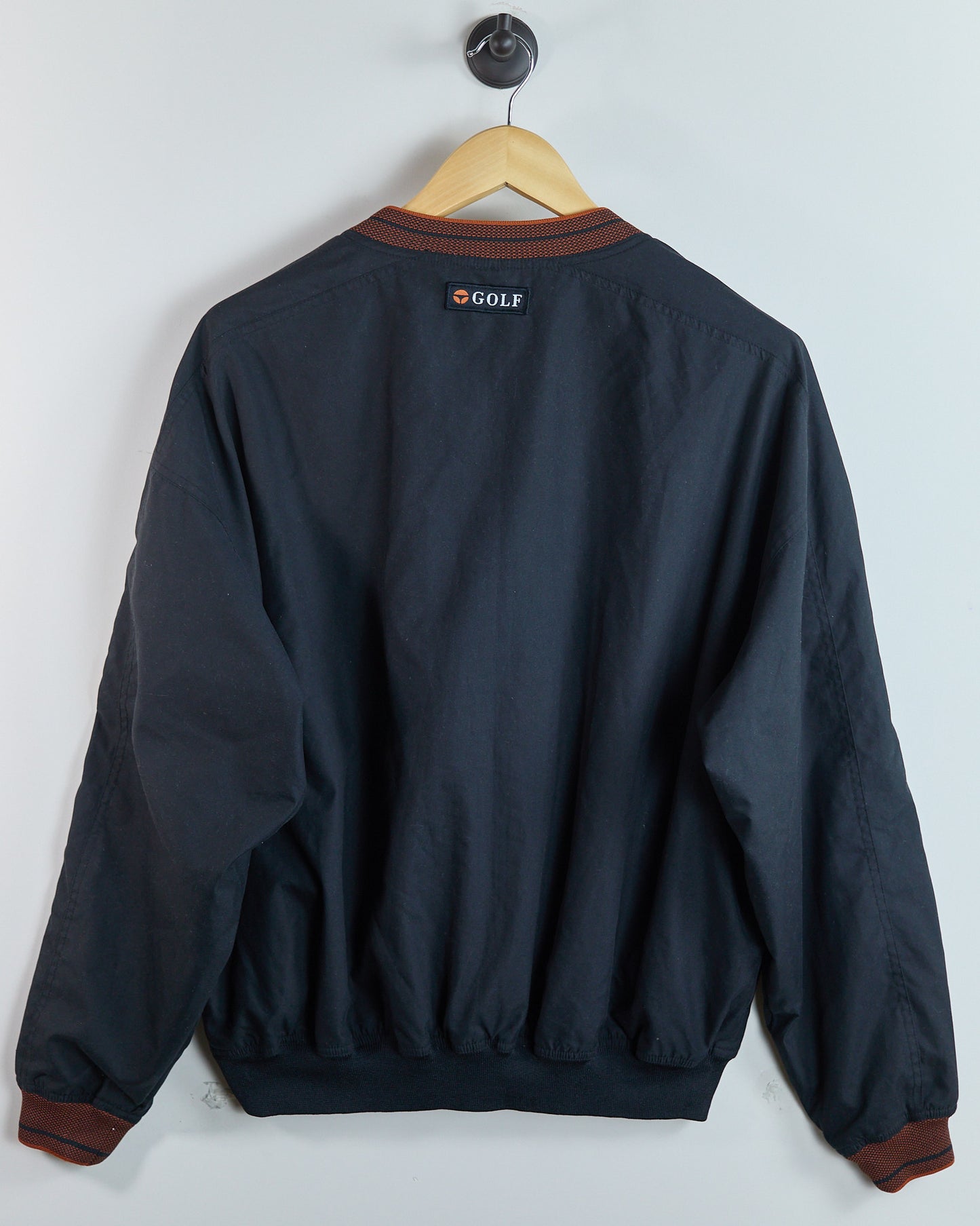 90s TaylorMade Black/Orange V Neck Windbreaker (M)