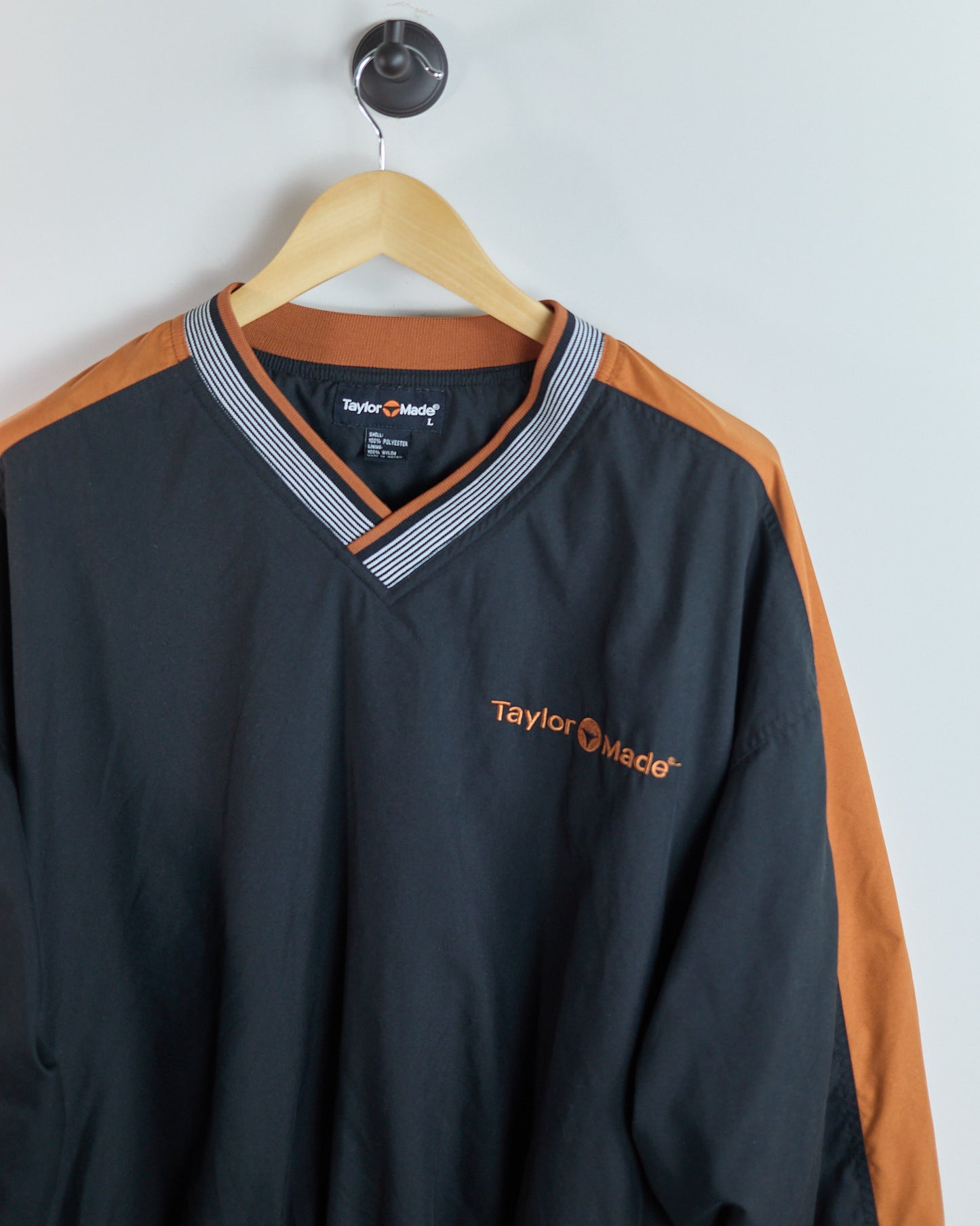 90s TaylorMade Black/Orange V Neck Windbreaker (L)