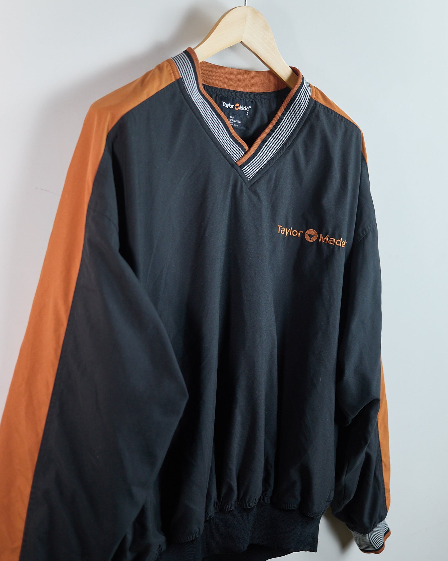 90s TaylorMade Black/Orange V Neck Windbreaker (L)