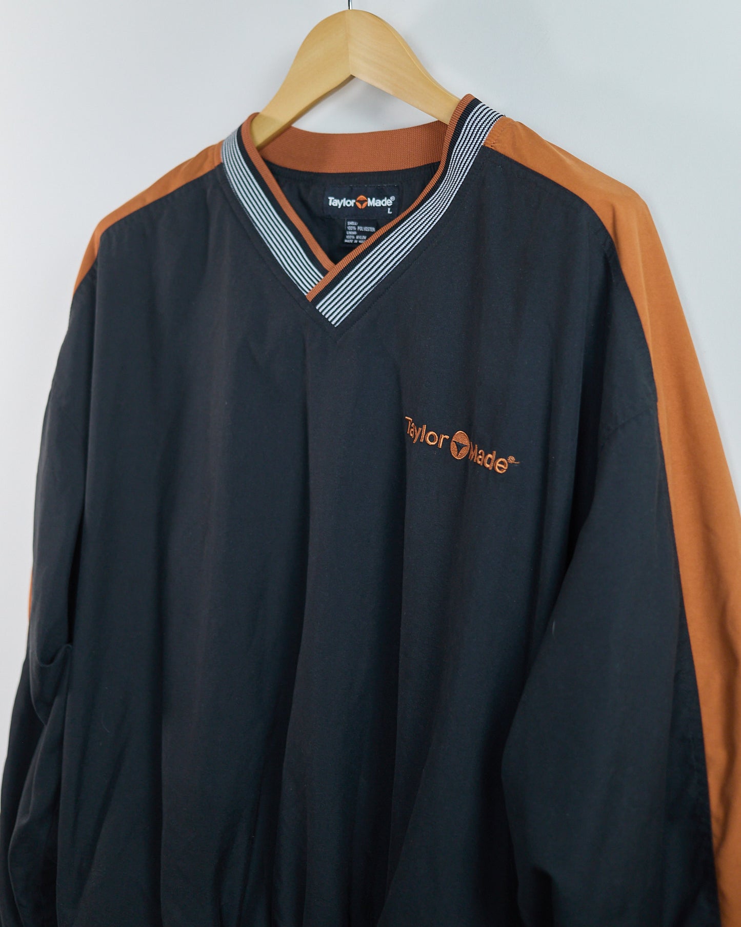 90s TaylorMade Black/Orange V Neck Windbreaker (L)